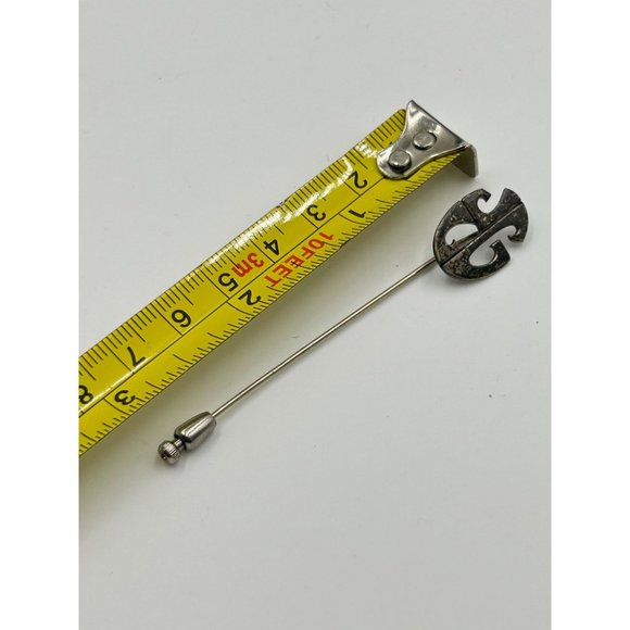 Monogram JCG Sterling Silver Stick Pin Vintage Lapel Hat Pin with Letter Initial - Picture 6 of 6